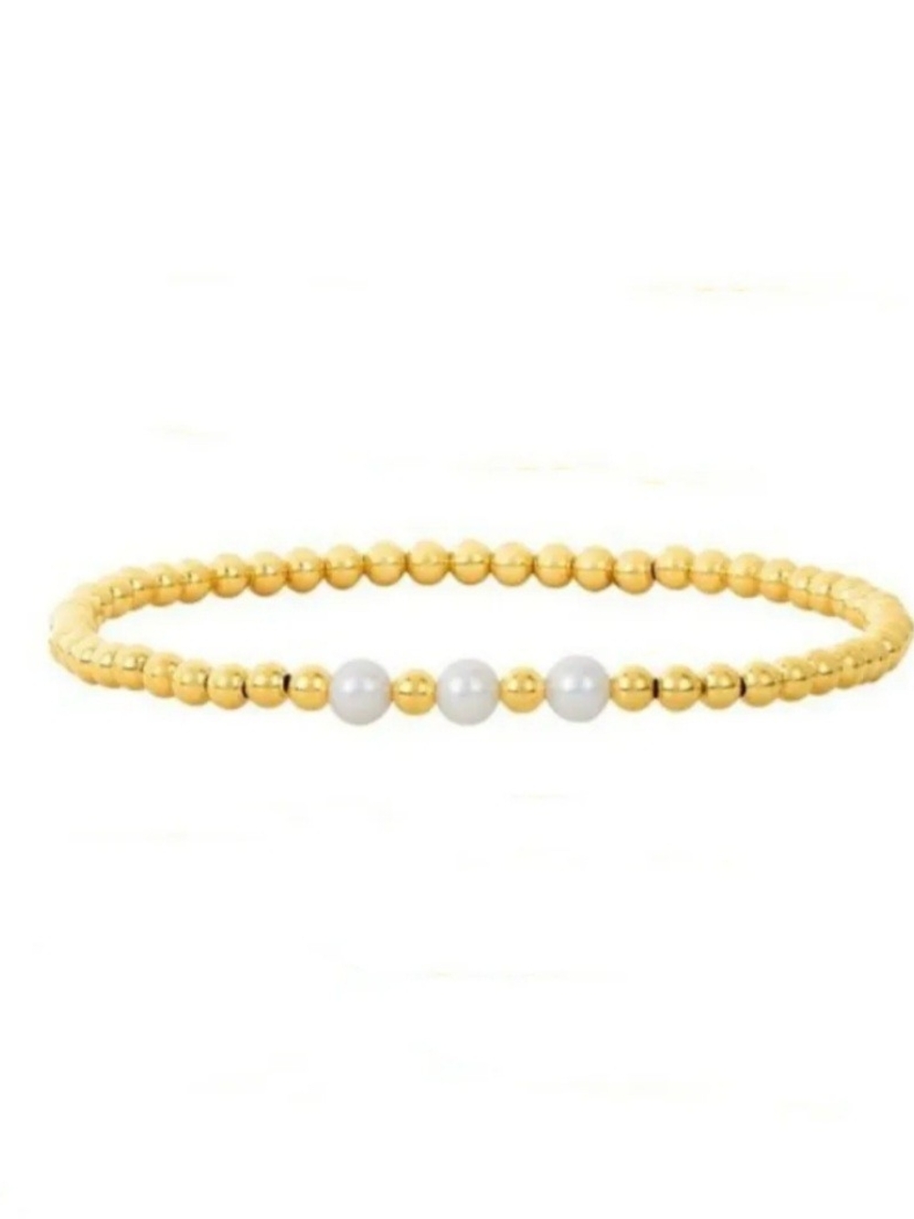 Freshwater Pearl Gold Beads Stretch Bracelet